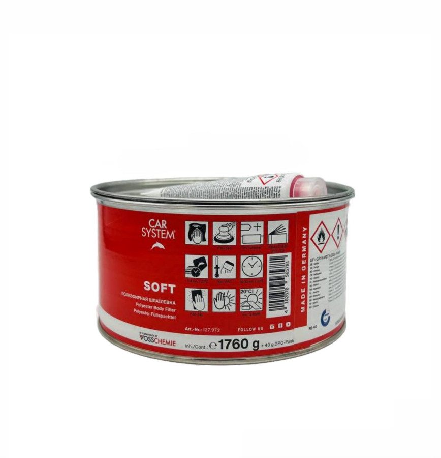 Шпатлевка CARSYSTEM Soft 2K полиэфирная наполняющая, бежевая, уп.1,8кг